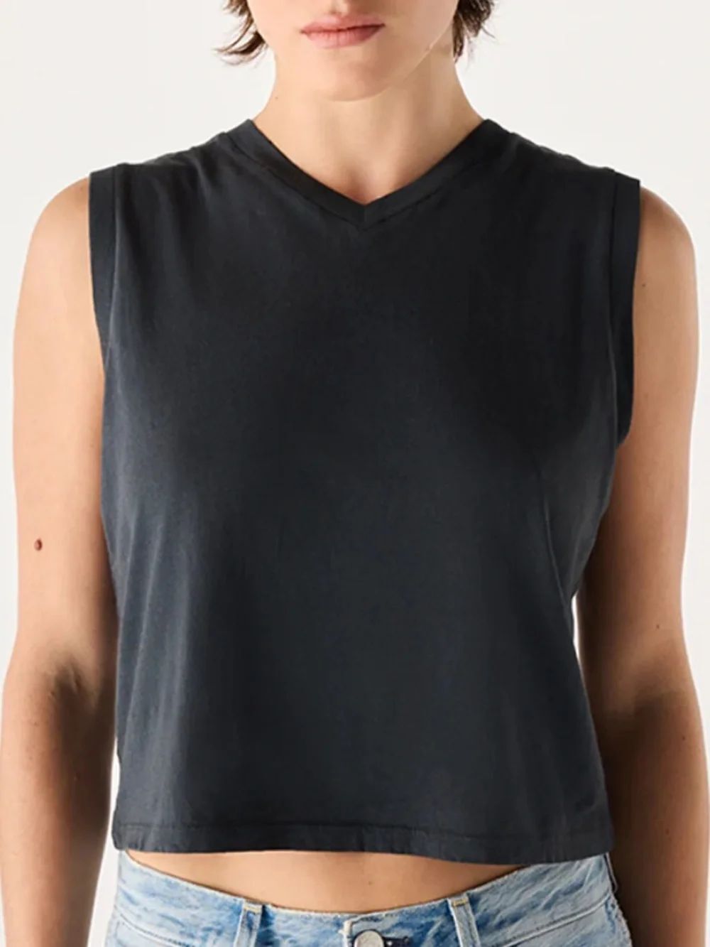 AMO “June” muscle tank in vintage black size M